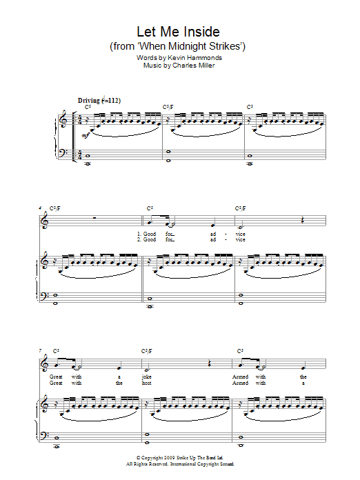 Charles Miller & Kevin Hammonds Let Me Inside (from When Midnight Strikes) Sheet Music Notes & Chords for Piano & Vocal - Download or Print PDF