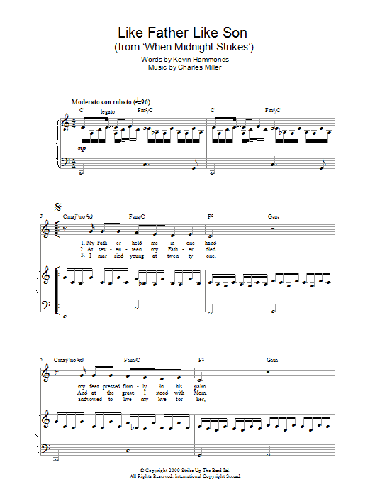 Charles Miller & Kevin Hammonds Like Father Like Son (from When Midnight Strikes) Sheet Music Notes & Chords for Piano & Vocal - Download or Print PDF