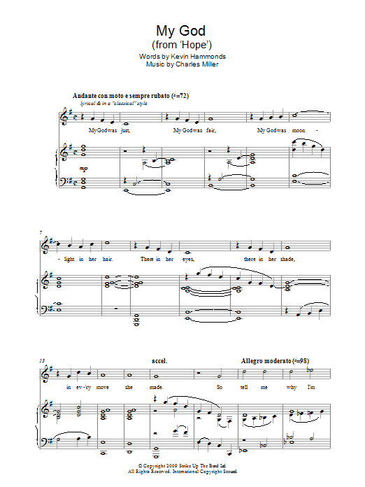 Charles Miller & Kevin Hammonds My God (from Hope) Sheet Music Notes & Chords for Piano & Vocal - Download or Print PDF