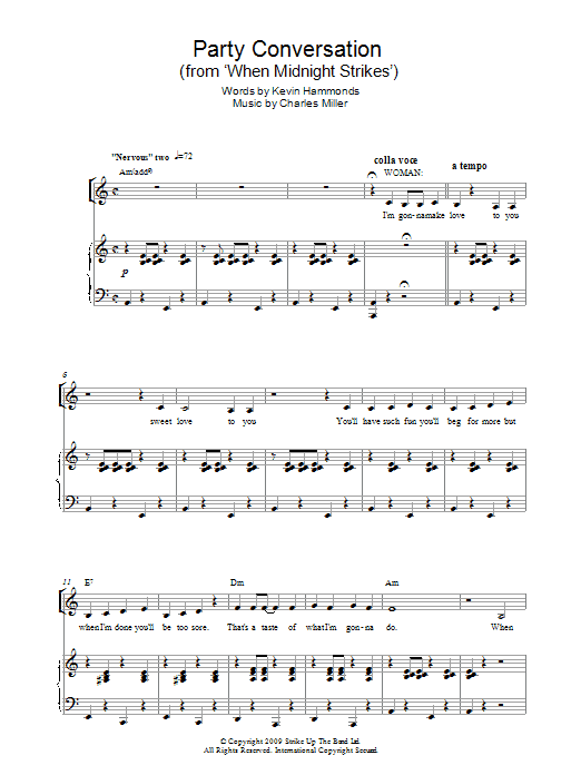 Charles Miller & Kevin Hammonds Party Conversation (from When Midnight Strikes) Sheet Music Notes & Chords for Piano & Vocal - Download or Print PDF