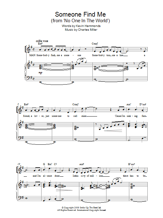 Charles Miller & Kevin Hammonds Someone Find Me (from No One In The World) Sheet Music Notes & Chords for Piano & Vocal - Download or Print PDF