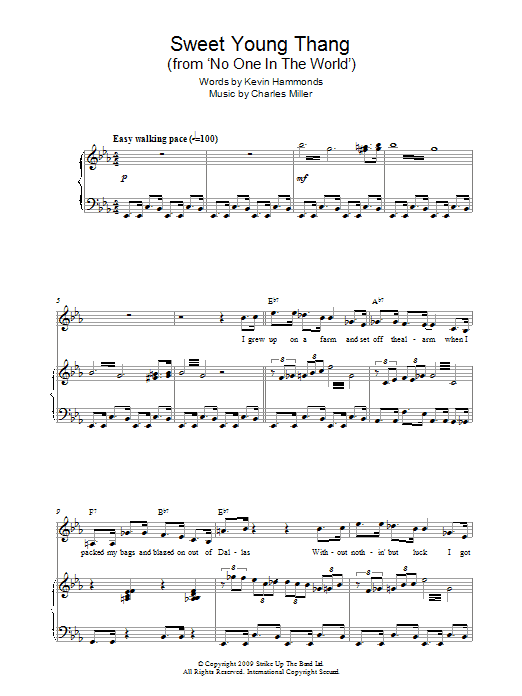 Charles Miller & Kevin Hammonds Sweet Young Thang (from No One In The World) Sheet Music Notes & Chords for Piano & Vocal - Download or Print PDF