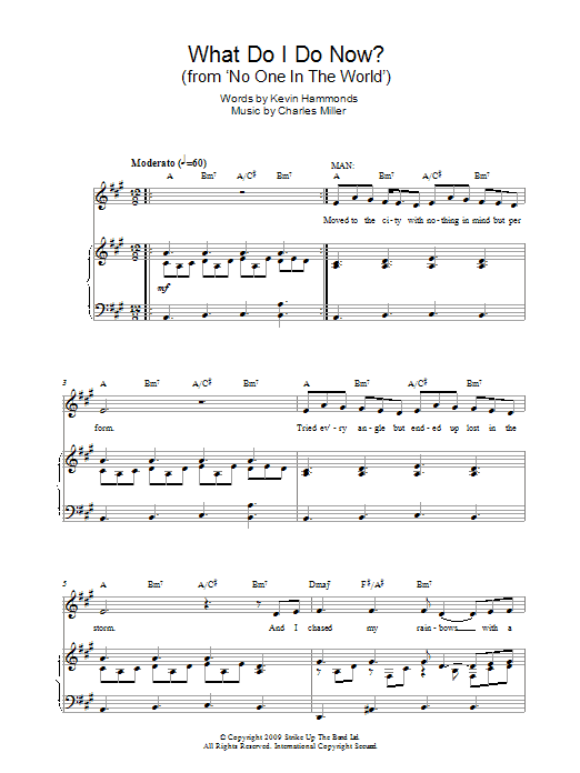 Charles Miller & Kevin Hammonds What Do I Do Now? (from No One In The World) Sheet Music Notes & Chords for Piano & Vocal - Download or Print PDF