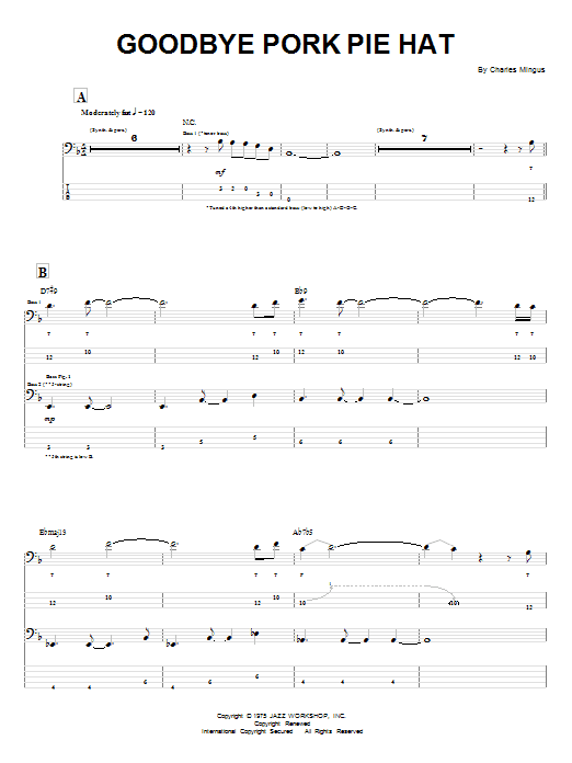 Charles Mingus Goodbye Pork Pie Hat Sheet Music Notes & Chords for Piano Solo - Download or Print PDF