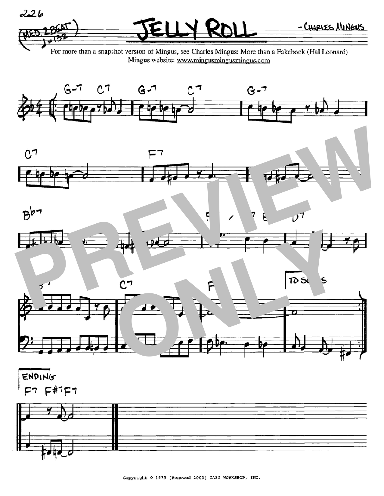 Charles Mingus Jelly Roll Sheet Music Notes & Chords for Real Book - Melody & Chords - C Instruments - Download or Print PDF