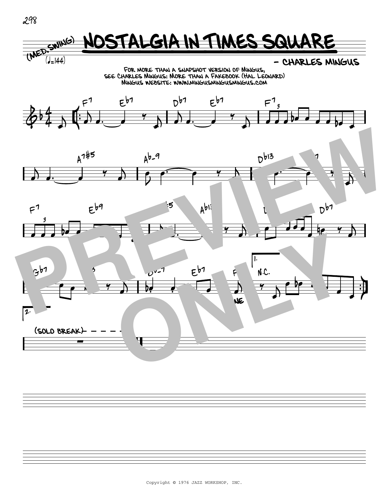 Charles Mingus Nostalgia In Times Square [Reharmonized version] (arr. Jack Grassel) Sheet Music Notes & Chords for Real Book – Melody & Chords - Download or Print PDF