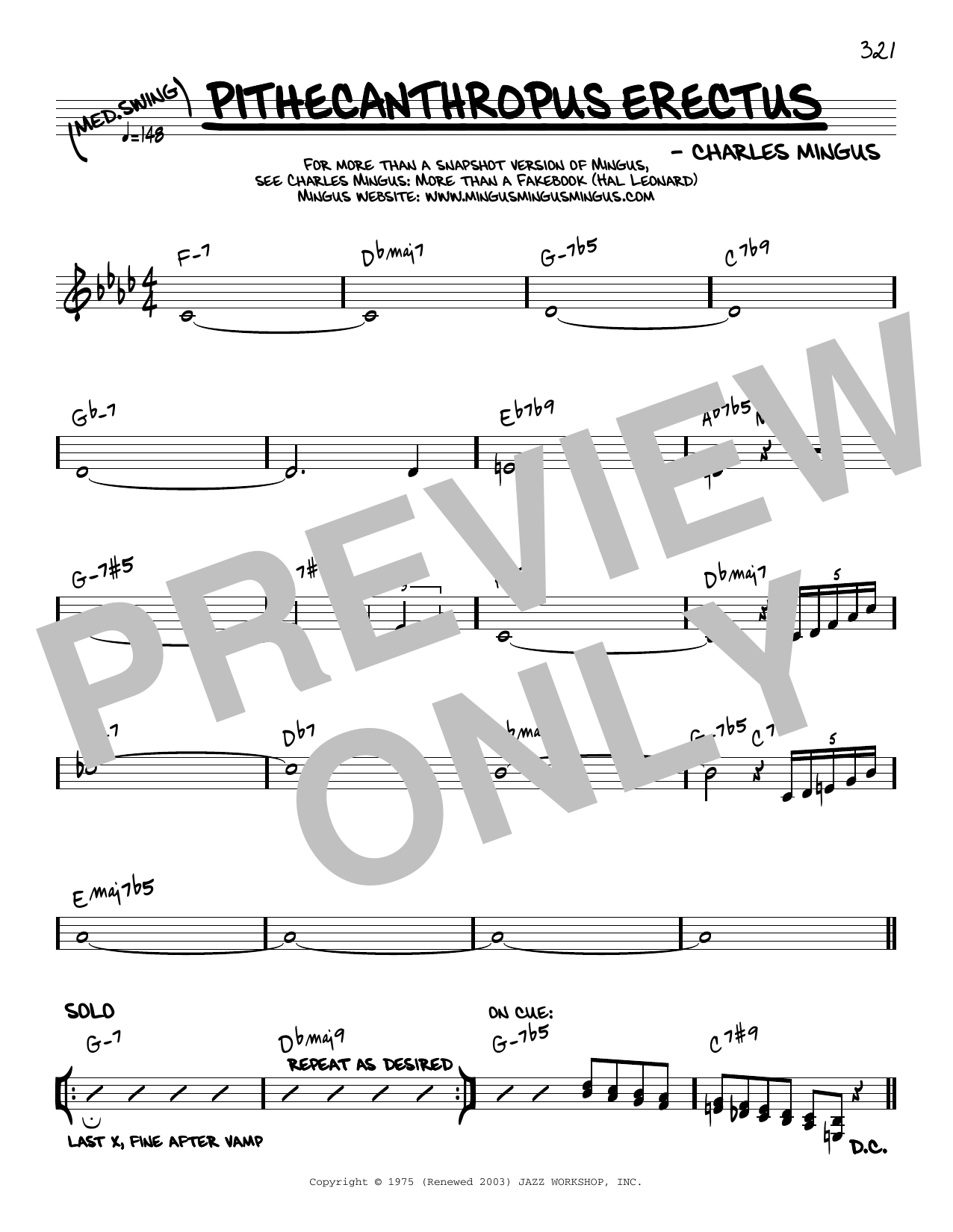 Charles Mingus Pithecanthropus Erectus [Reharmonized version] (arr. Jack Grassel) Sheet Music Notes & Chords for Real Book – Melody & Chords - Download or Print PDF
