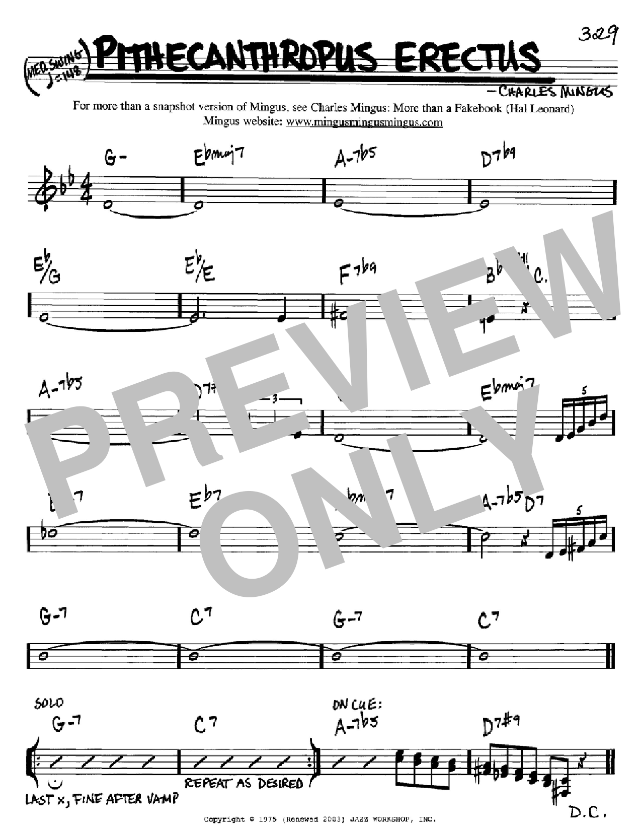 Charles Mingus Pithecanthropus Erectus Sheet Music Notes & Chords for Real Book - Melody & Chords - Eb Instruments - Download or Print PDF