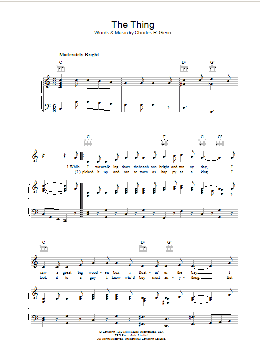 Charles R. Grean The Thing Sheet Music Notes & Chords for Easy Guitar Tab - Download or Print PDF