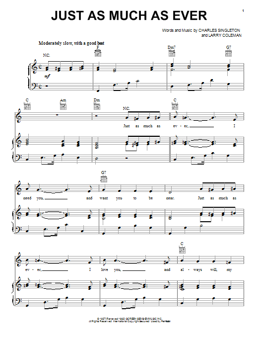 Charles Singleton Just As Much As Ever Sheet Music Notes & Chords for Lead Sheet / Fake Book - Download or Print PDF