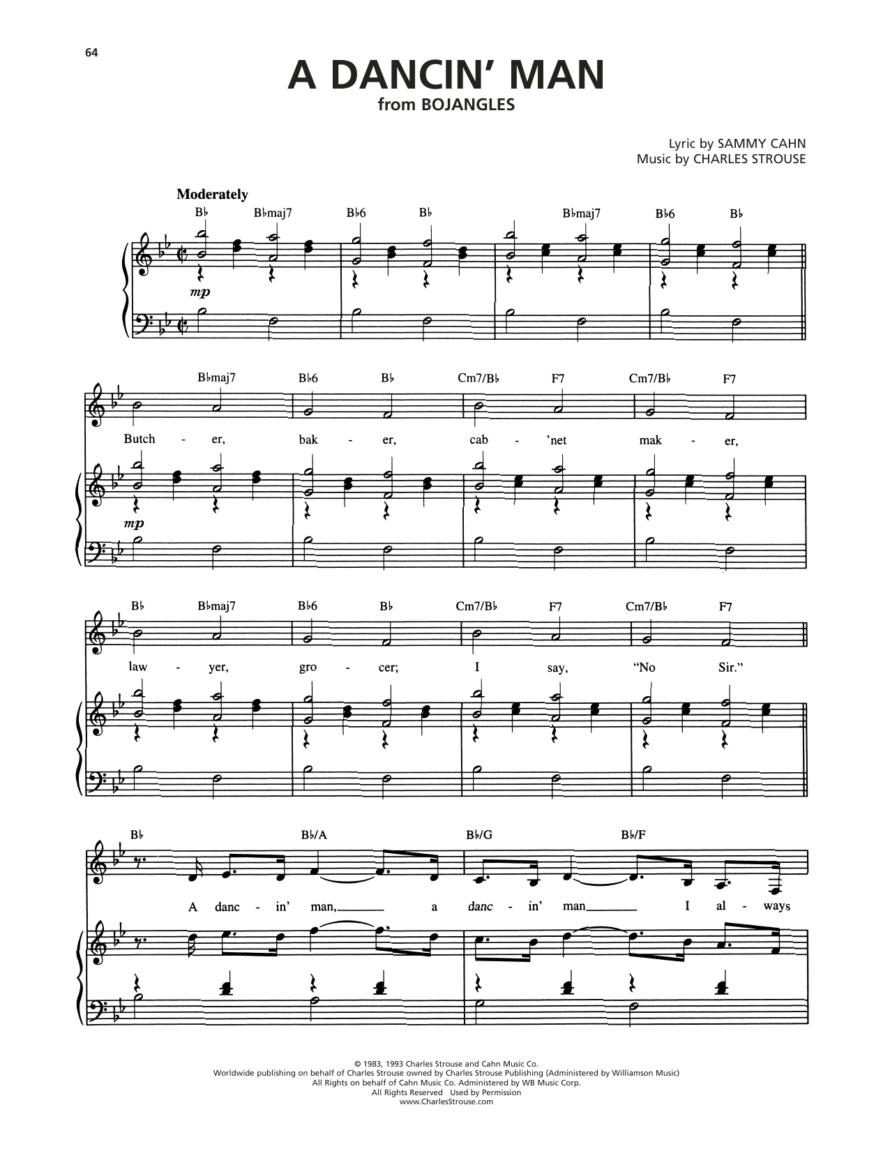 Charles Strouse A Dancin' Man (from Bojangles) Sheet Music Notes & Chords for Piano & Vocal - Download or Print PDF
