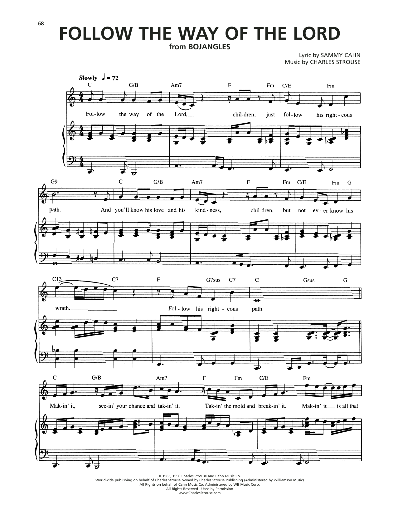 Charles Strouse Follow The Way Of The Lord (from Bojangles) Sheet Music Notes & Chords for Piano & Vocal - Download or Print PDF