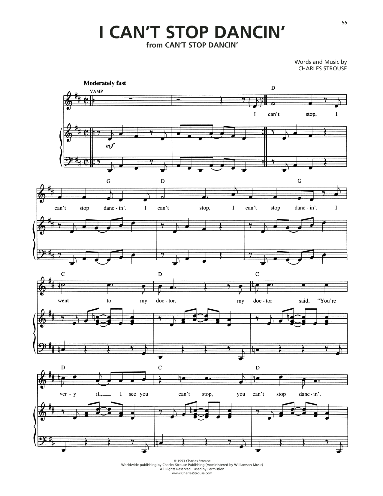 Charles Strouse I Can't Stop Dancin' Sheet Music Notes & Chords for Piano & Vocal - Download or Print PDF
