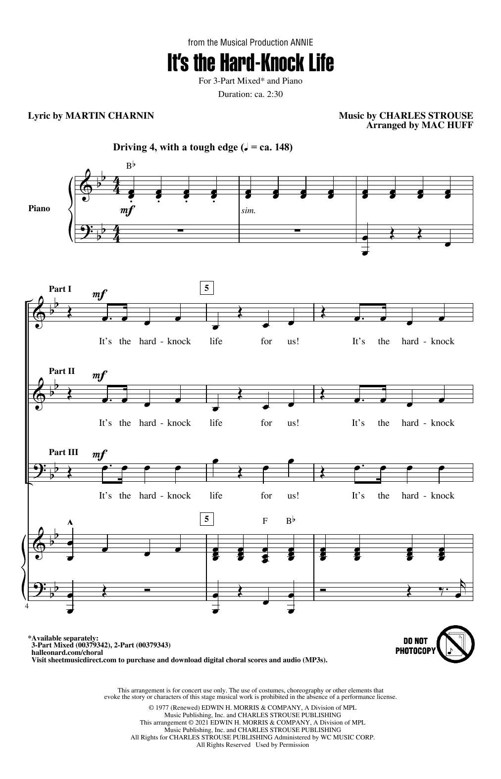 Charles Strouse It's The Hard-Knock Life (from Annie) (arr. Mac Huff) Sheet Music Notes & Chords for 3-Part Mixed Choir - Download or Print PDF