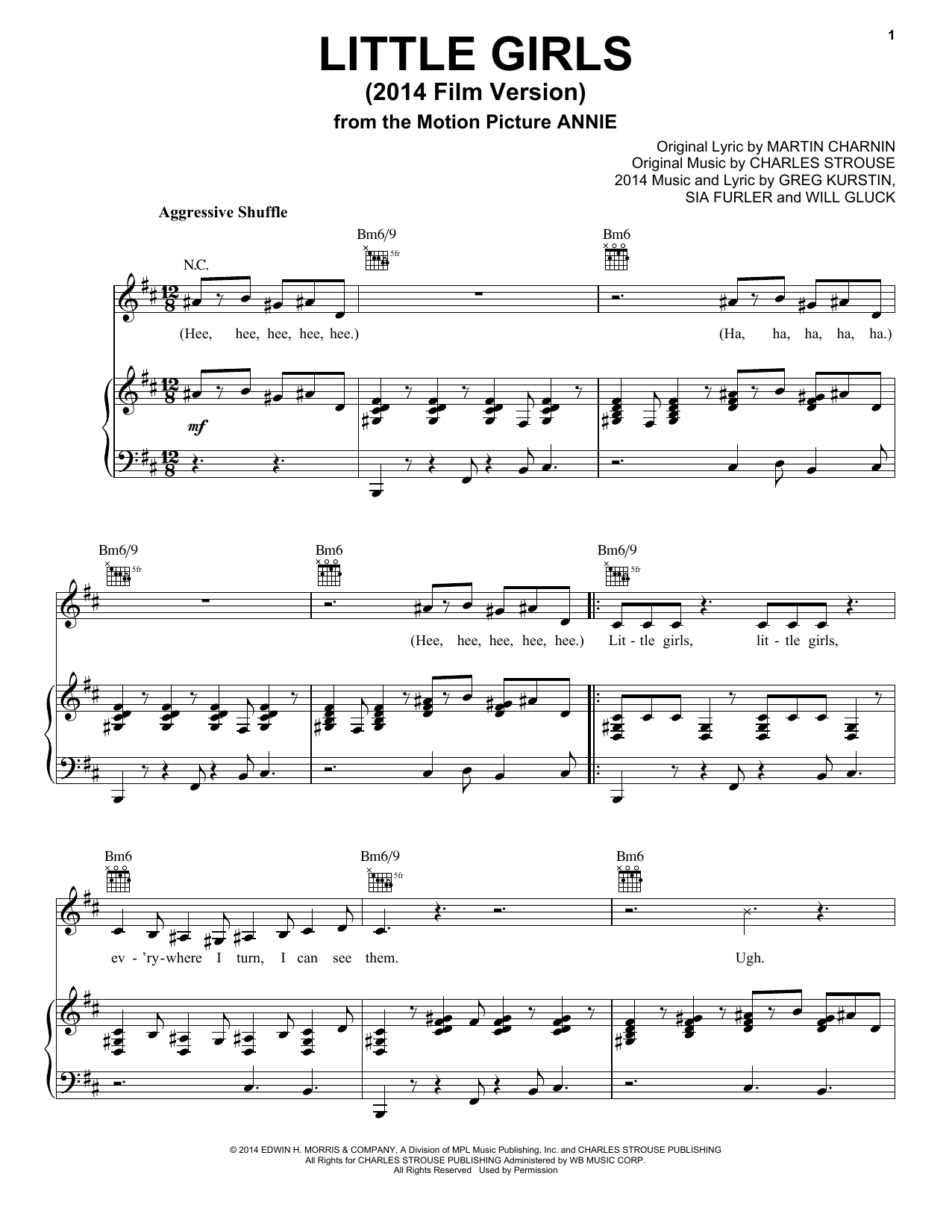 Charles Strouse Little Girls (2014 Film Version) Sheet Music Notes & Chords for Piano, Vocal & Guitar (Right-Hand Melody) - Download or Print PDF