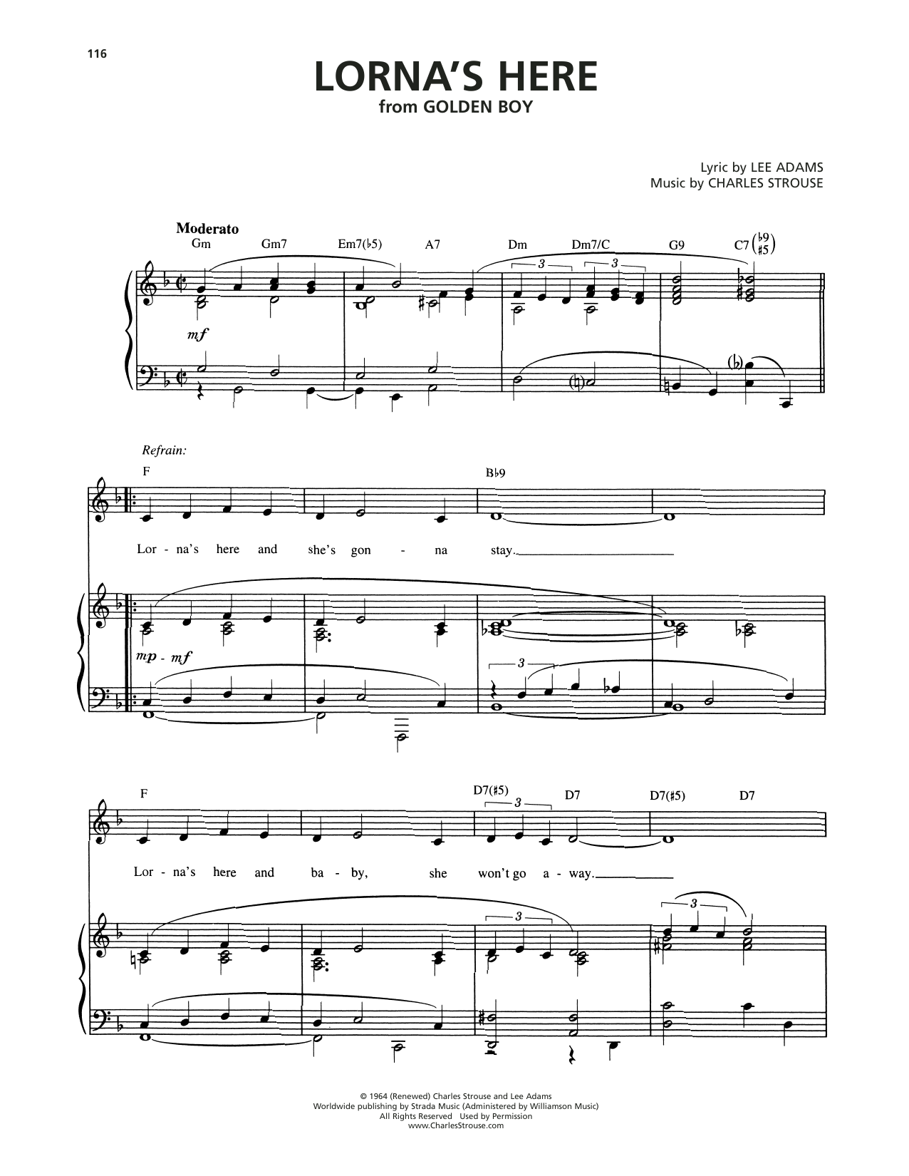 Charles Strouse Lorna's Here (from Golden Boy) Sheet Music Notes & Chords for Piano & Vocal - Download or Print PDF
