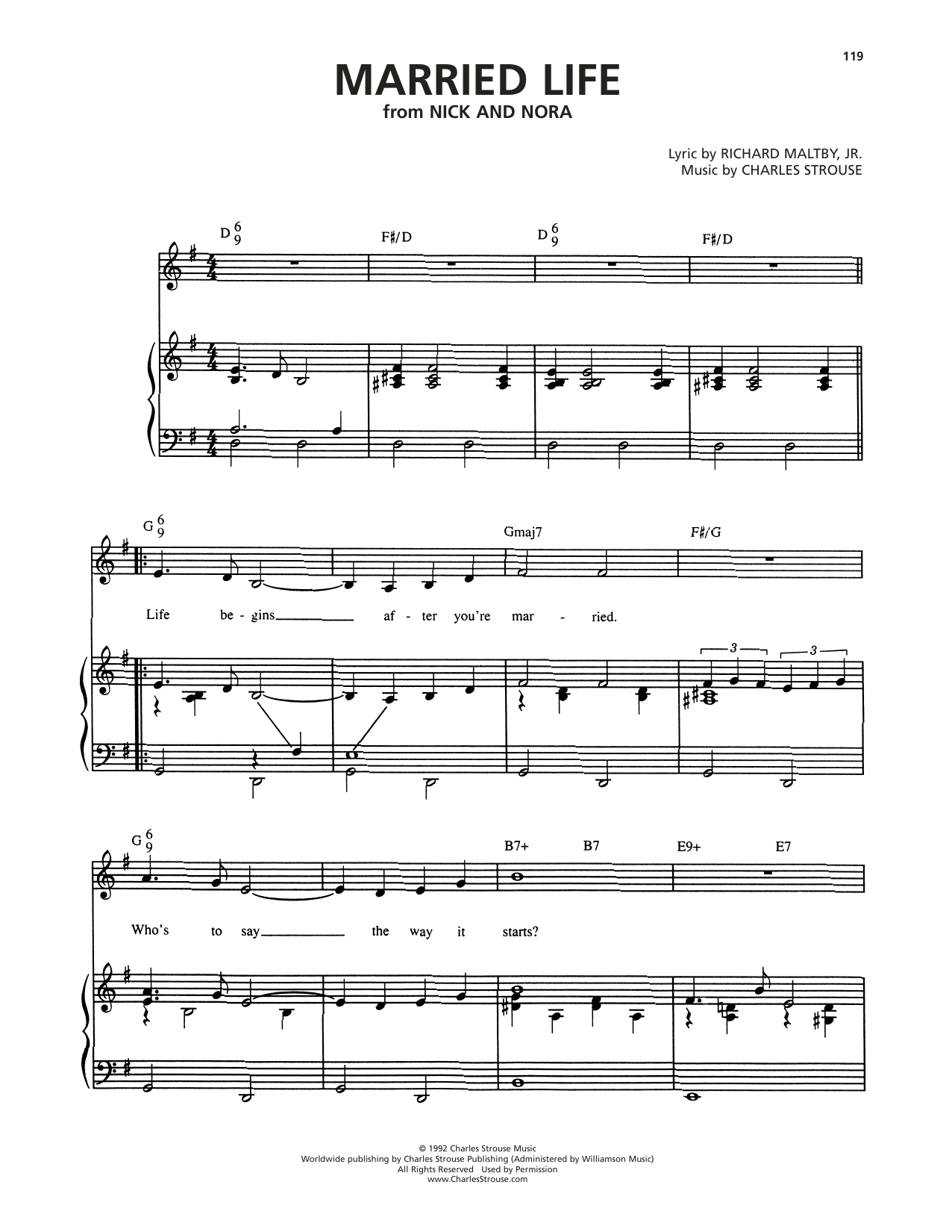 Charles Strouse Married Life (from Nick And Nora) Sheet Music Notes & Chords for Piano & Vocal - Download or Print PDF Charles Strouse Married Life (from Nick And Nora) Sheet Music Notes & Chords for Piano & Vocal - Download or Print PDF