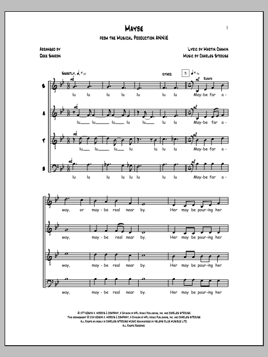 Charles Strouse Maybe (from Annie) (arr. Deke Sharon) Sheet Music Notes & Chords for Choral - Download or Print PDF