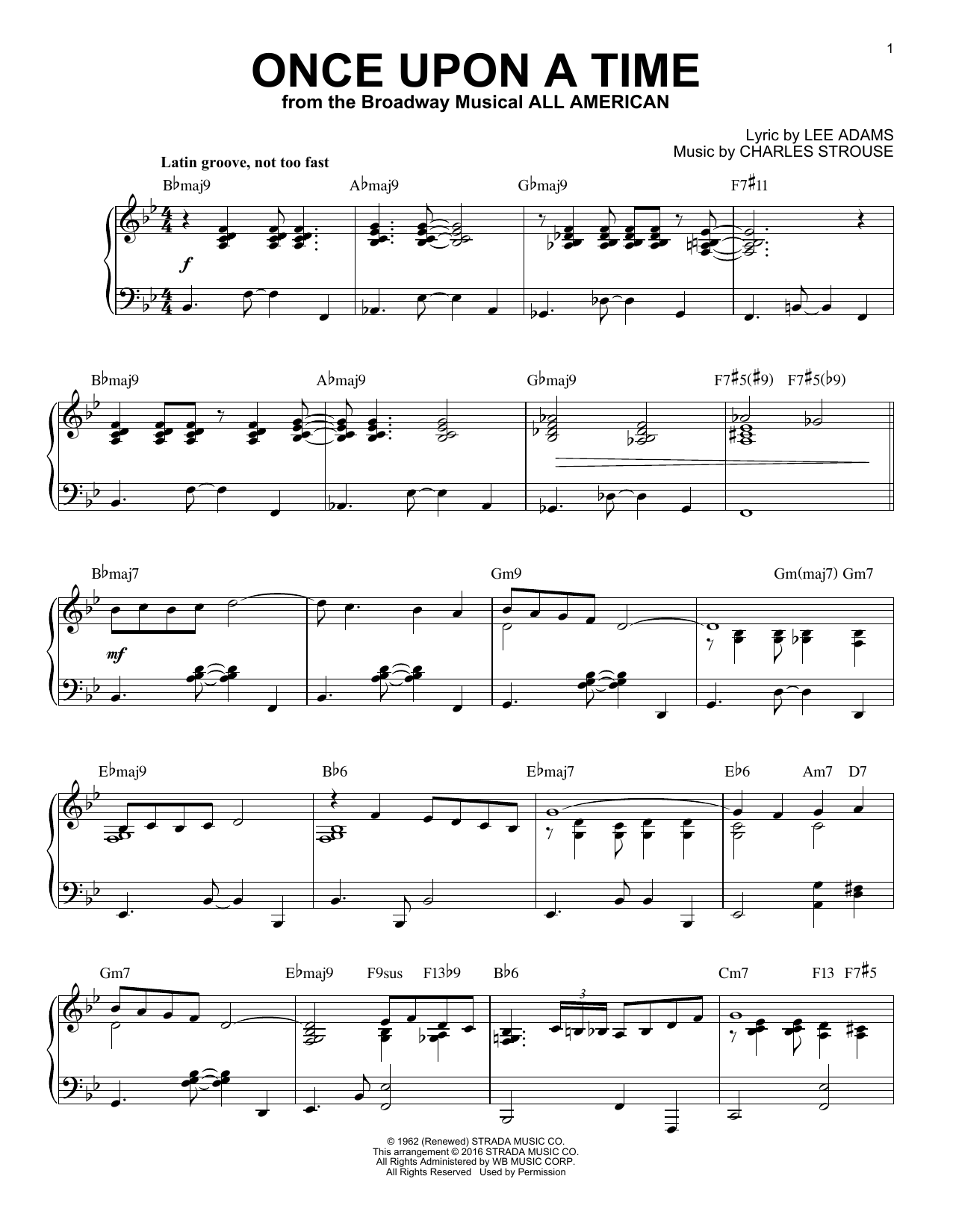 Charles Strouse Once Upon A Time [Jazz version] (arr. Brent Edstrom) Sheet Music Notes & Chords for Piano - Download or Print PDF