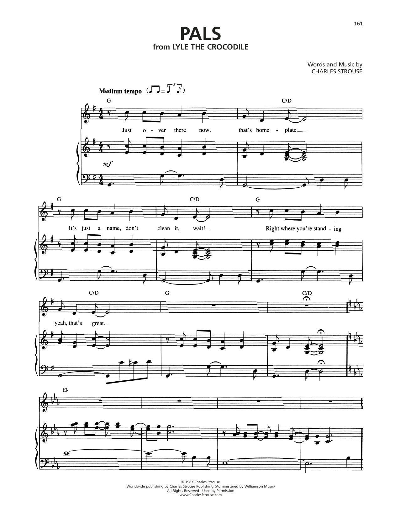 Charles Strouse Pals (from Lyle The Crocodile) Sheet Music Notes & Chords for Piano & Vocal - Download or Print PDF