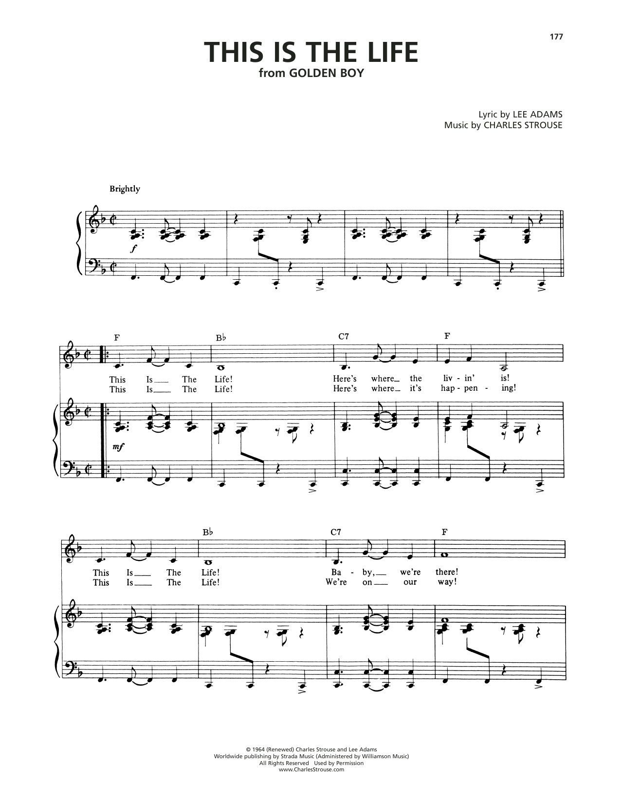 Charles Strouse This Is The Life (from Golden Boy) Sheet Music Notes & Chords for Piano & Vocal - Download or Print PDF Charles Strouse This Is The Life (from Golden Boy) Sheet Music Notes & Chords for Piano & Vocal - Download or Print PDF
