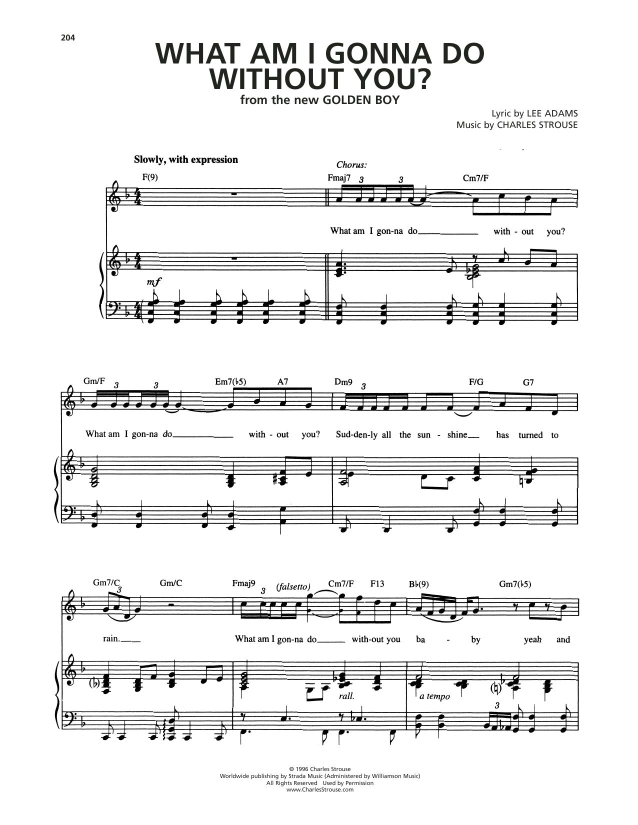 Charles Strouse What Am I Gonna Do Without You? (from Golden Boy) Sheet Music Notes & Chords for Piano & Vocal - Download or Print PDF Charles Strouse What Am I Gonna Do Without You? (from Golden Boy) Sheet Music Notes & Chords for Piano & Vocal - Download or Print PDF