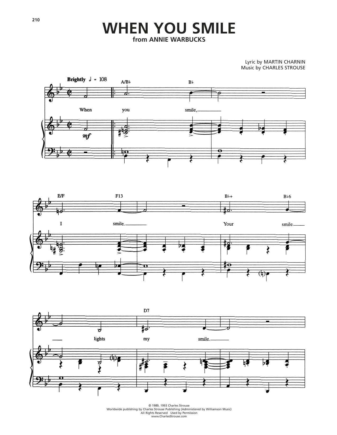 Charles Strouse When You Smile (from Annie Warbucks) Sheet Music Notes & Chords for Piano & Vocal - Download or Print PDF