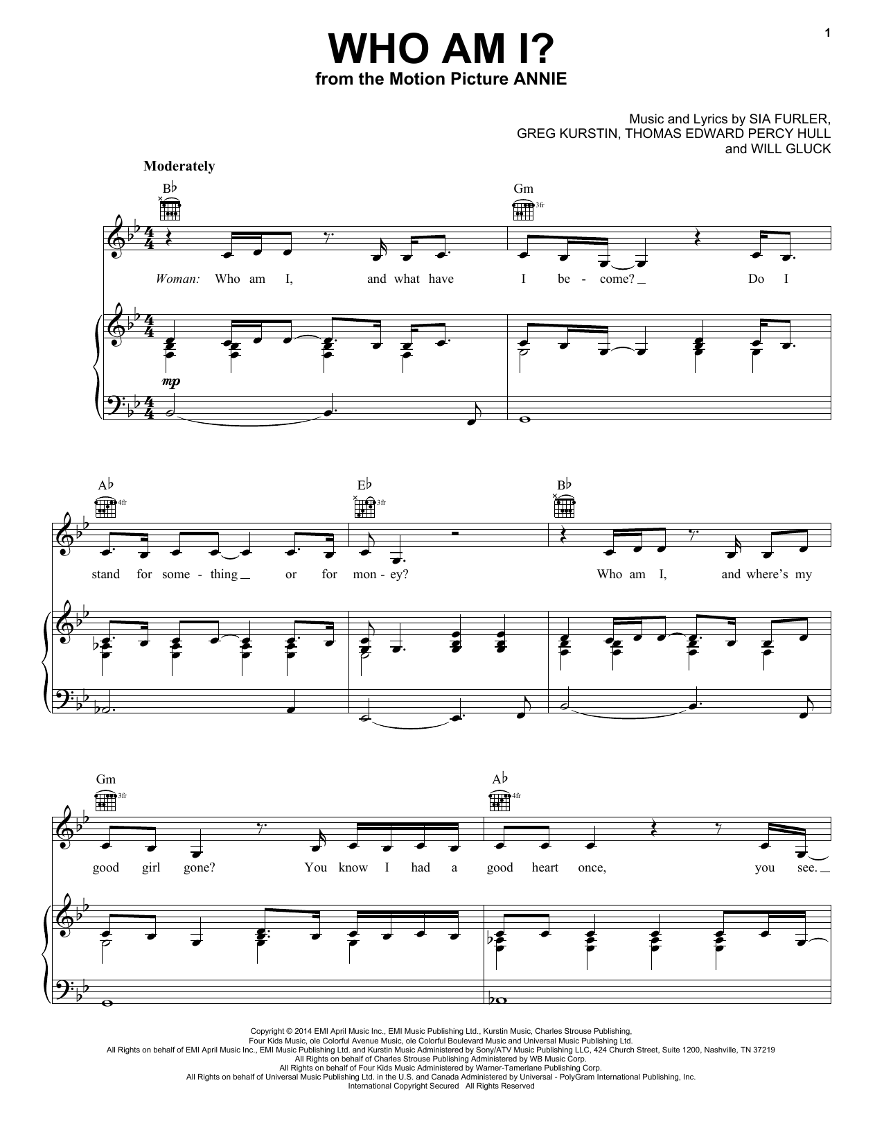 Charles Strouse Who Am I? Sheet Music Notes & Chords for Piano, Vocal & Guitar (Right-Hand Melody) - Download or Print PDF