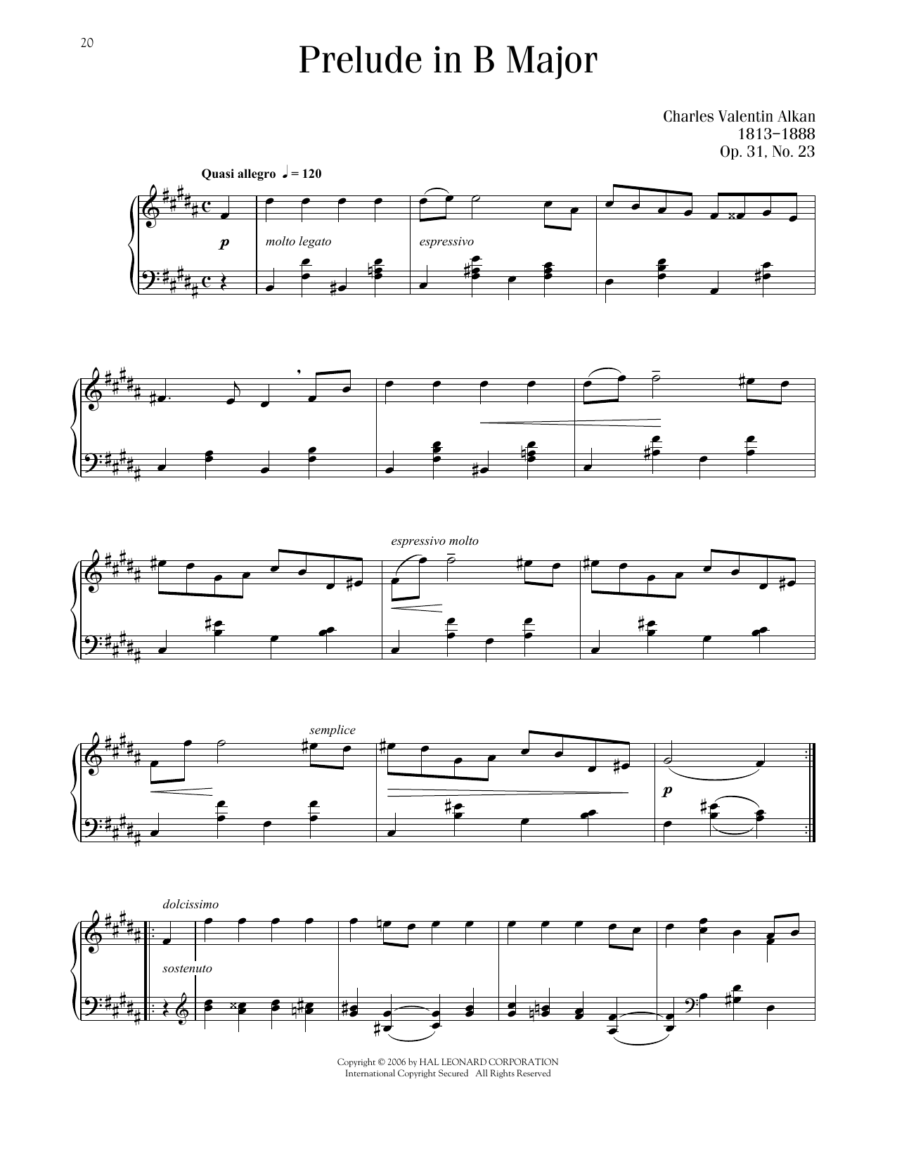 Charles-Valentin Alkan Prelude, Op. 31, No. 23 Sheet Music Notes & Chords for Piano Solo - Download or Print PDF