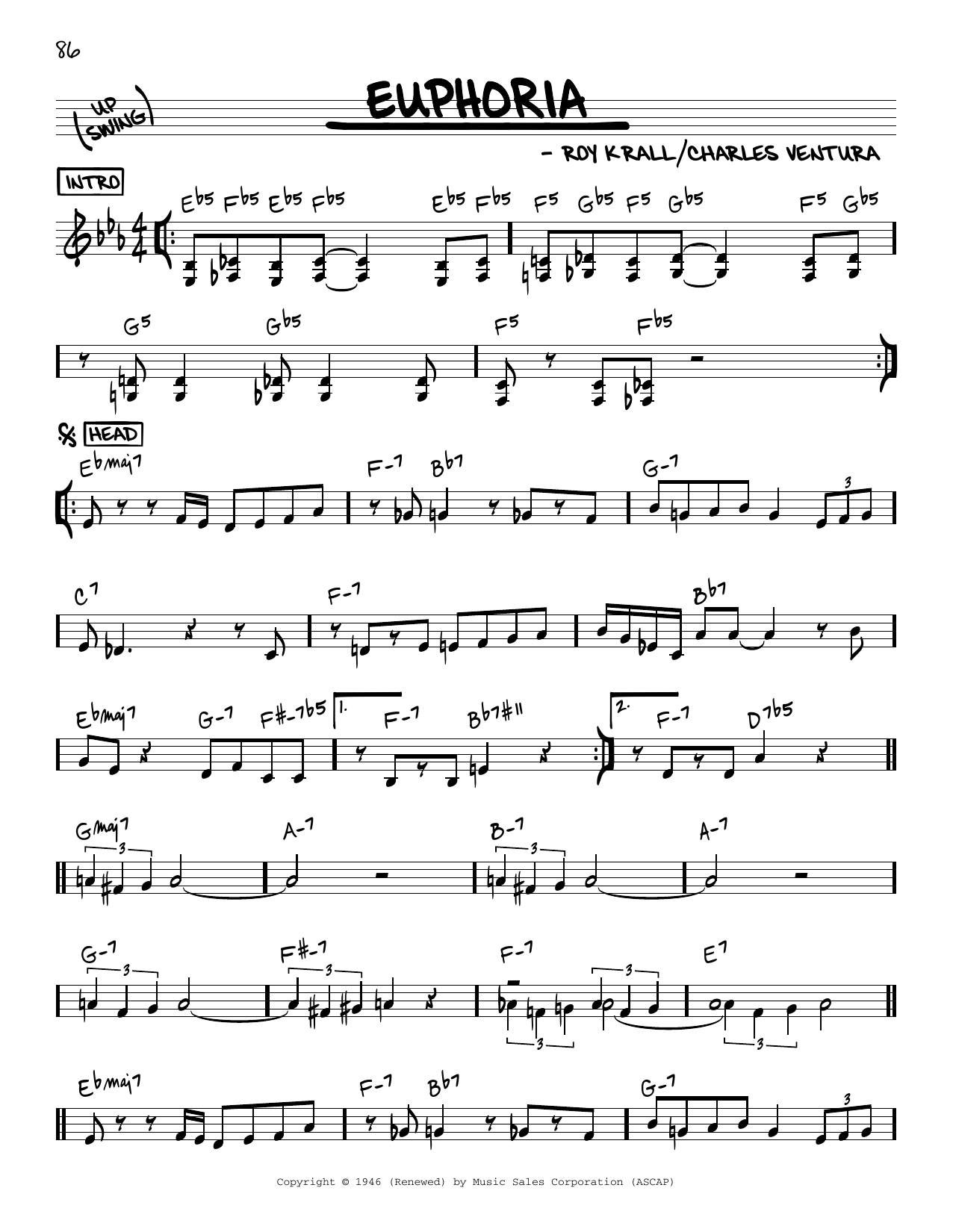 Charles Ventura Euphoria Sheet Music Notes & Chords for Real Book – Melody & Chords - Download or Print PDF
