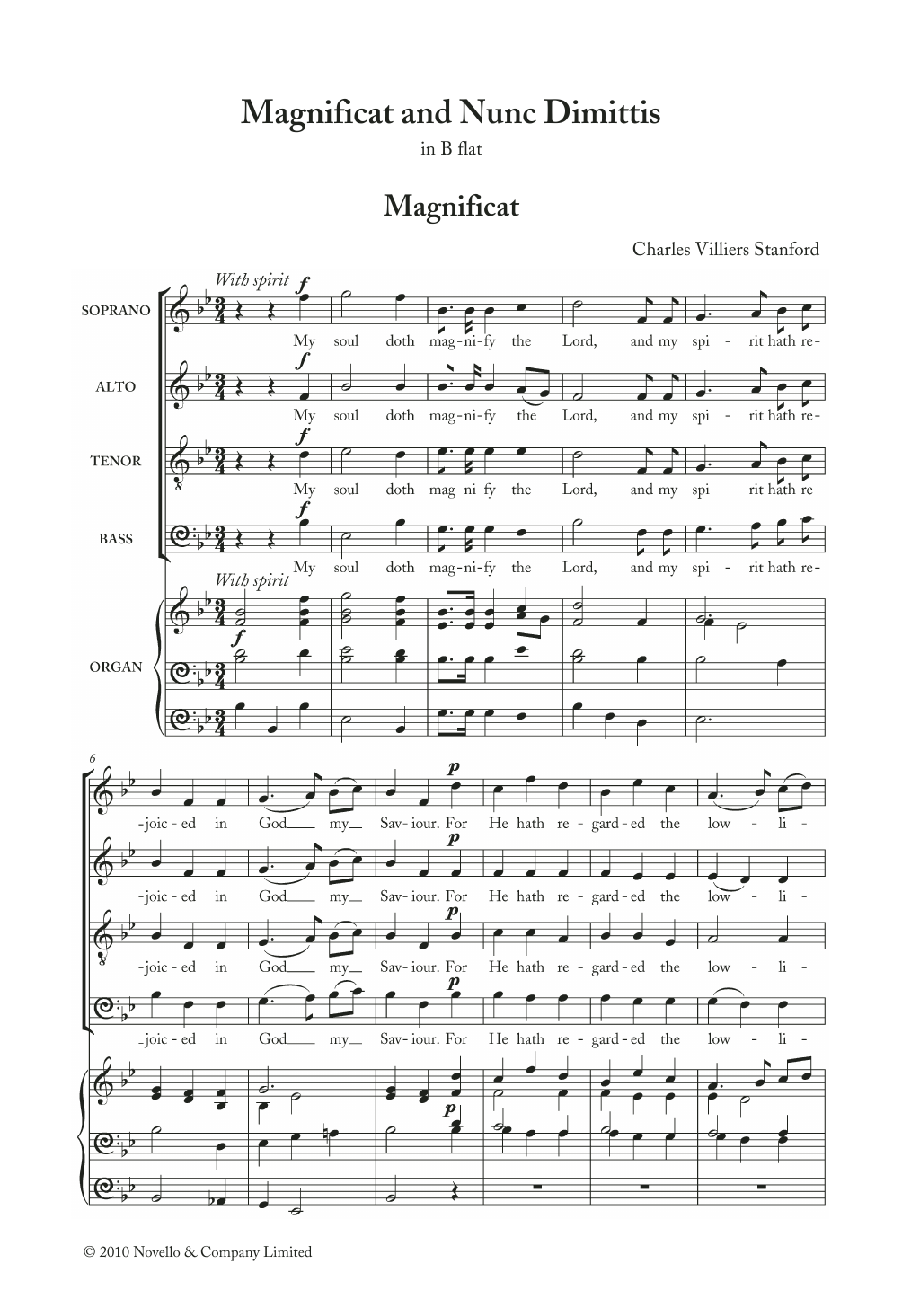 Charles Villiers Stanford Magnificat And Nunc Dimittis In B Flat Sheet Music Notes & Chords for Choral - Download or Print PDF