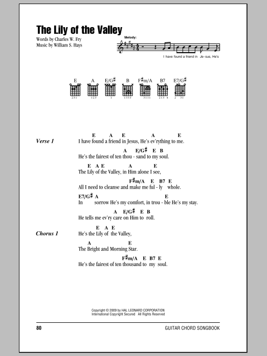 Charles W. Fry The Lily Of The Valley Sheet Music Notes & Chords for Easy Guitar - Download or Print PDF