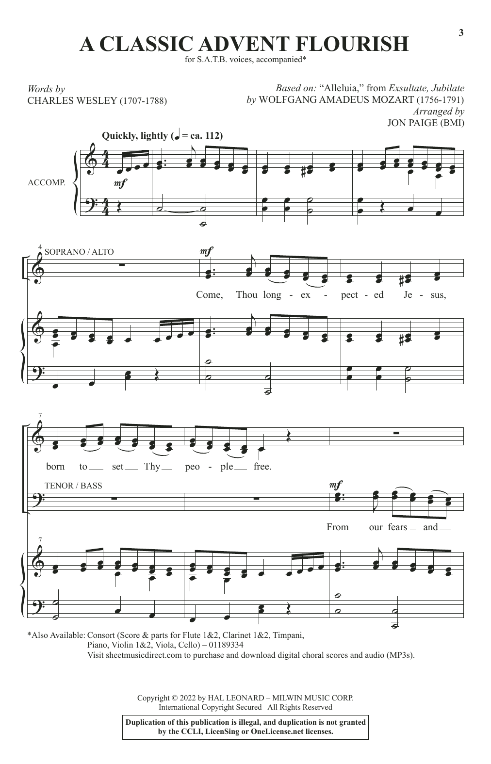 Charles Wesley A Classic Advent Flourish (arr. Jon Paige) Sheet Music Notes & Chords for SATB Choir - Download or Print PDF