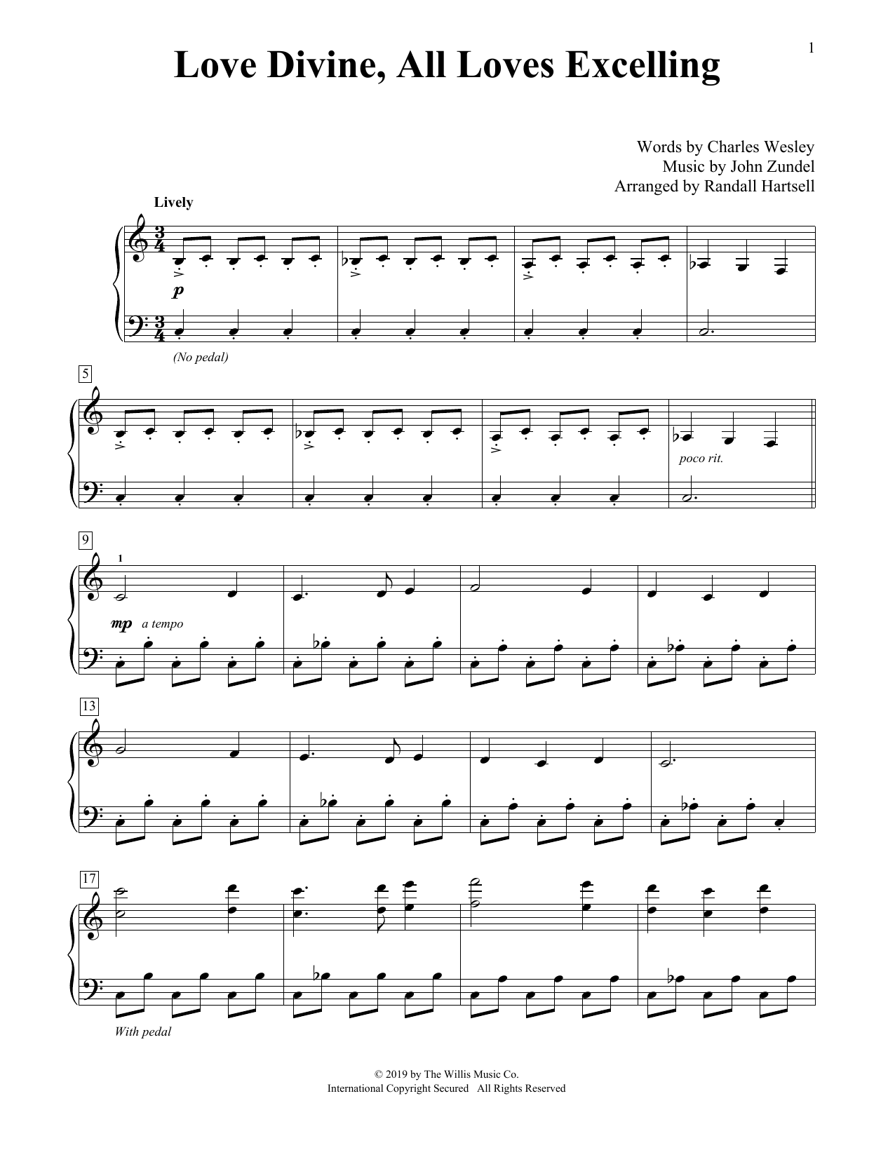 Charles Wesley and John Zundel Love Divine, All Loves Excelling (arr. Randall Hartsell) Sheet Music Notes & Chords for Educational Piano - Download or Print PDF