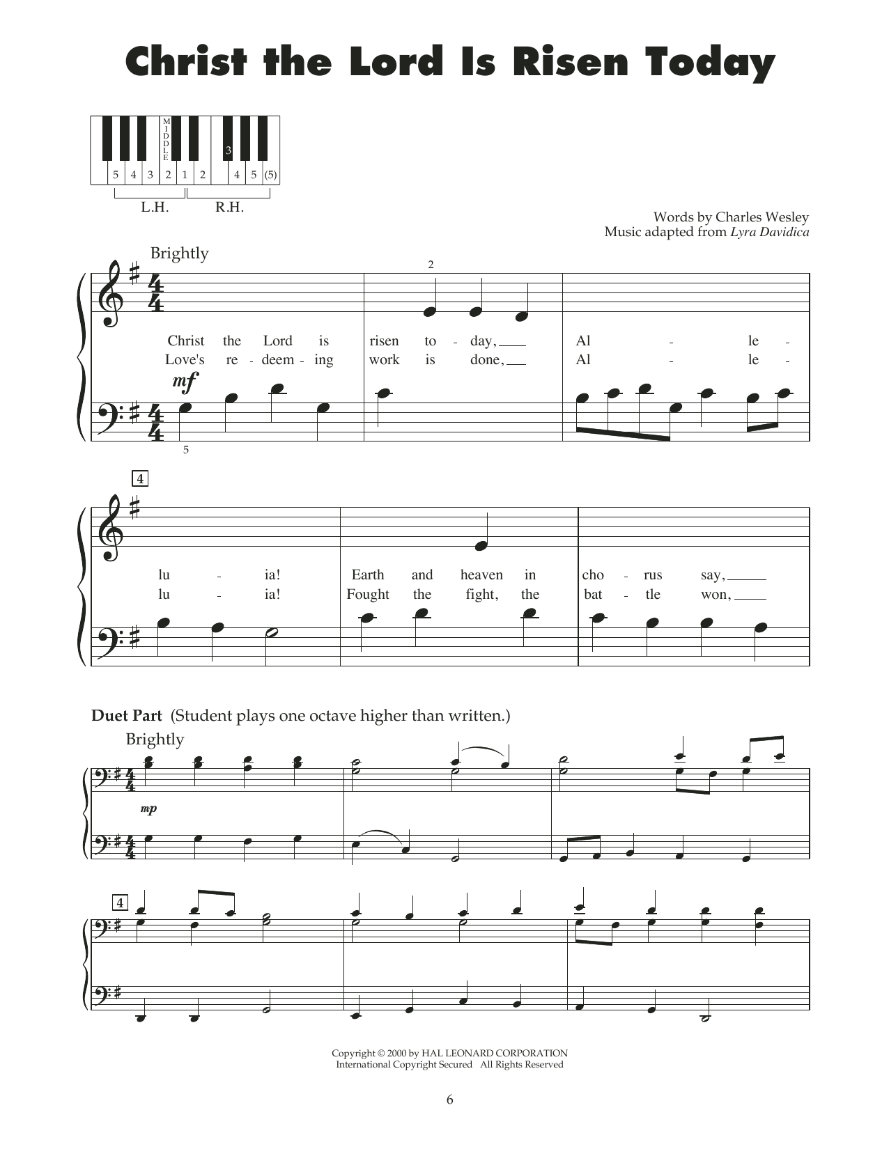 Charles Wesley Christ The Lord Is Risen Today (arr. Carol Klose) Sheet Music Notes & Chords for 5-Finger Piano - Download or Print PDF