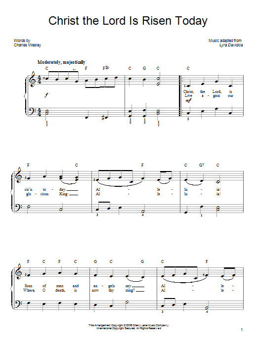 Charles Wesley Christ The Lord Is Risen Today Sheet Music Notes & Chords for Guitar Tab - Download or Print PDF