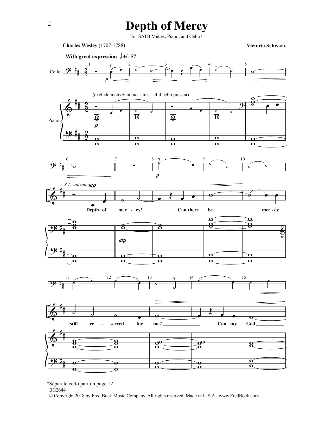 Charles Wesley Depth of Mercy Sheet Music Notes & Chords for Choral - Download or Print PDF