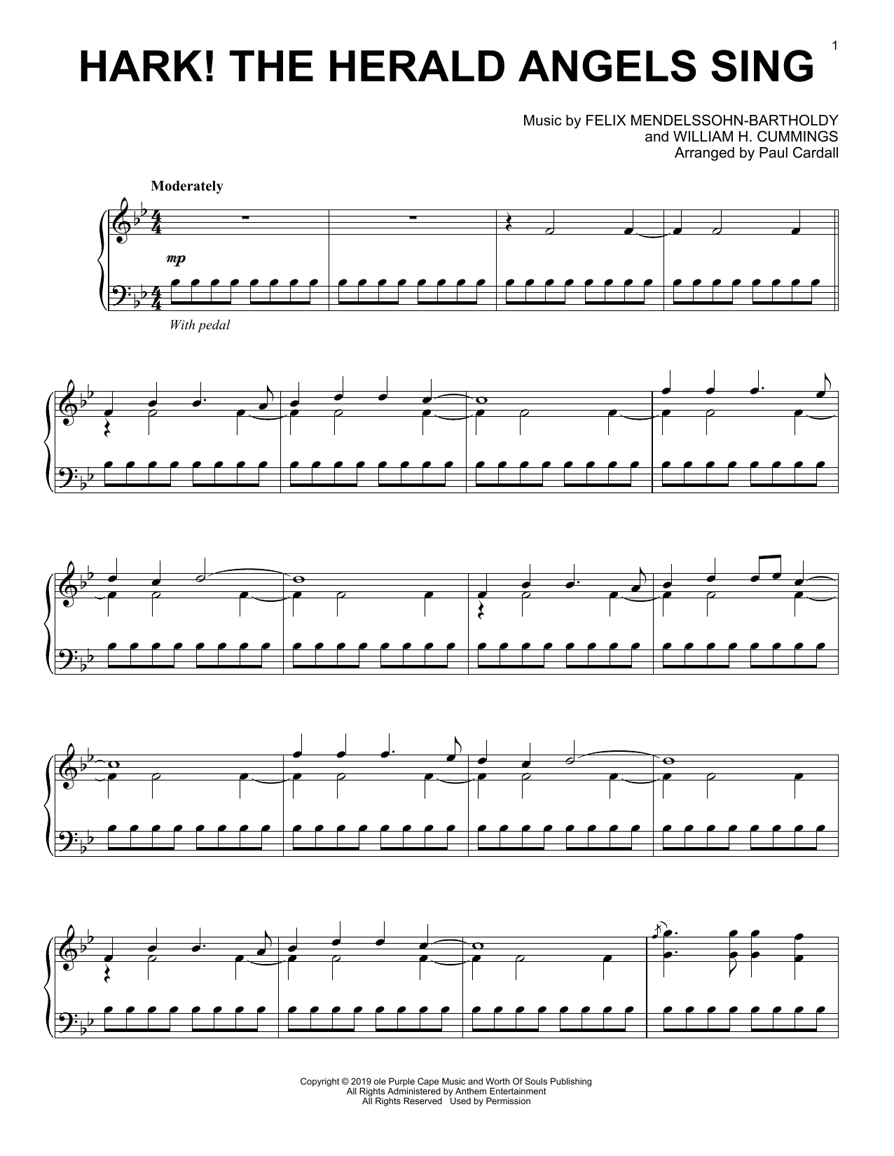 Charles Wesley Hark! The Herald Angels Sing (arr. Paul Cardall) Sheet Music Notes & Chords for Piano Solo - Download or Print PDF