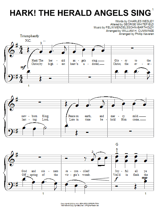 Charles Wesley Hark! The Herald Angels Sing (arr. Phillip Keveren) Sheet Music Notes & Chords for Piano Duet - Download or Print PDF