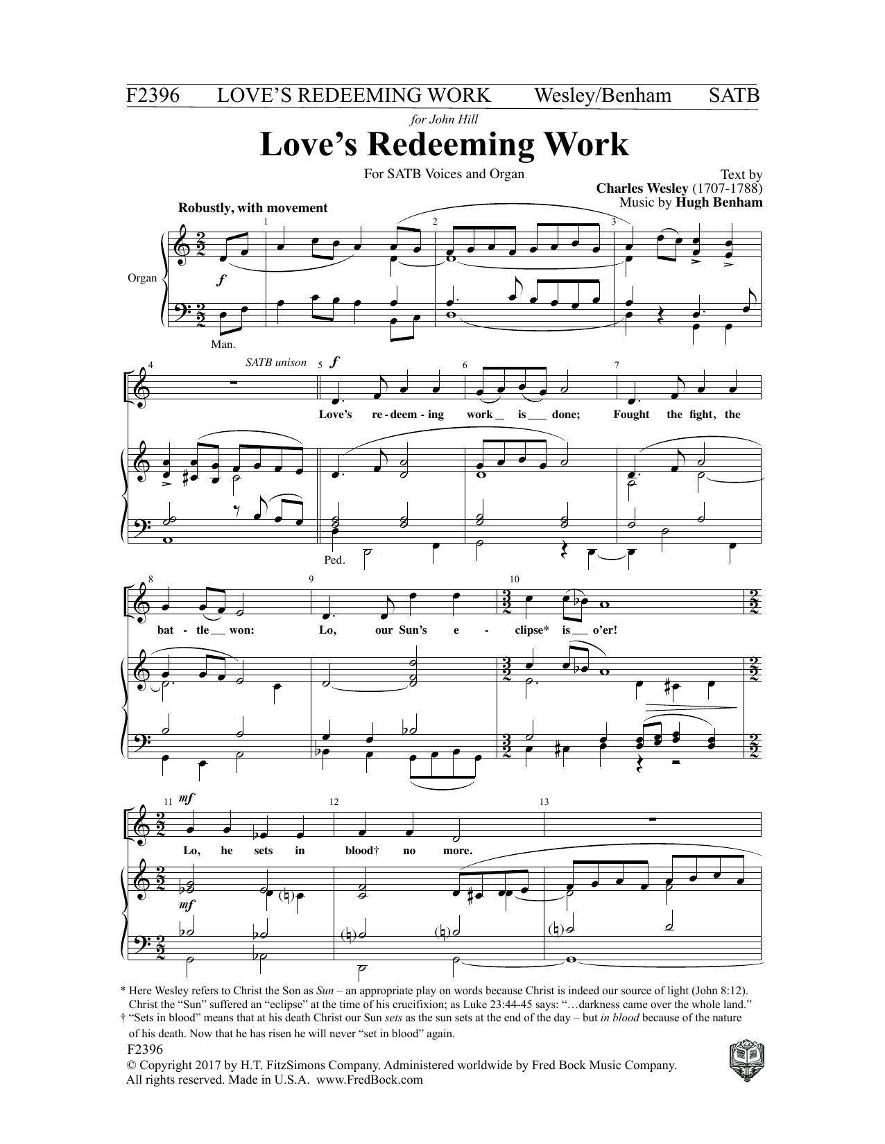 Charles Wesley Love's Redeeming Work Sheet Music Notes & Chords for Choral - Download or Print PDF