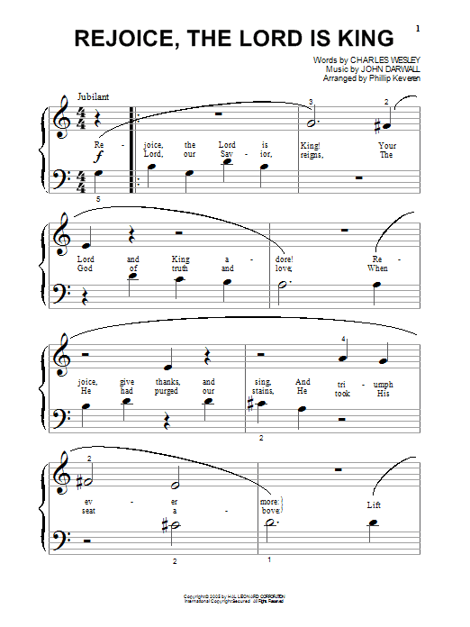 Phillip Keveren Rejoice, The Lord Is King Sheet Music Notes & Chords for Piano - Download or Print PDF