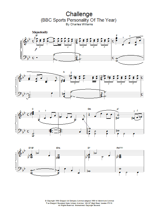 Charles Williams Challenge (BBC Sports Personality Of The Year) Sheet Music Notes & Chords for Piano - Download or Print PDF