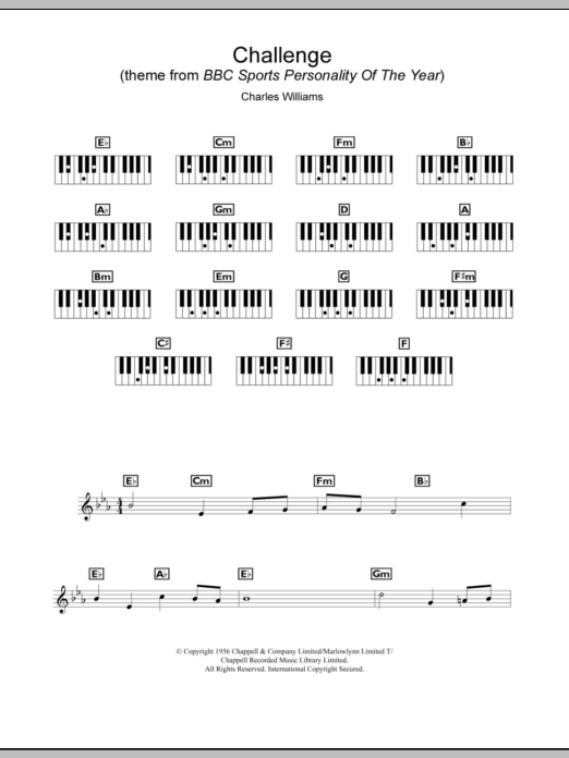 Charles Williams Challenge (Theme From BBC Sports Personality Of The Year) Sheet Music Notes & Chords for Keyboard - Download or Print PDF
