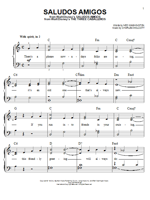 Charles Wolcott Saludos Amigos Sheet Music Notes & Chords for Cello - Download or Print PDF