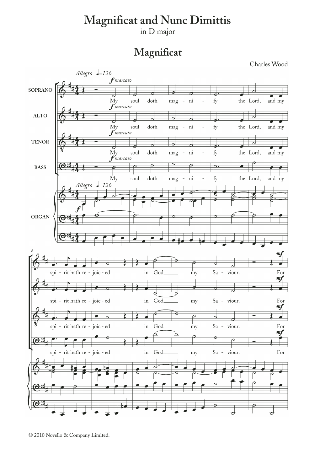 Charles Wood Magnificat And Nunc Dimittis In D Sheet Music Notes & Chords for Choir - Download or Print PDF