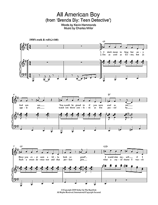Charles Miller & Kevin Hammonds All American Boy (from Brenda Bly: Teen Detective) Sheet Music Notes & Chords for Piano & Vocal - Download or Print PDF