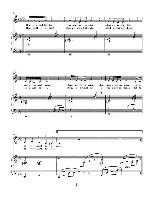 Charles Miller & Kevin Hammonds He Never Asked Me To Dance (from Cabin Fever) Sheet Music Notes & Chords for Piano & Vocal - Download or Print PDF