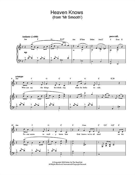 Charles Miller & Kevin Hammonds Heaven Knows (from Mr Smooth) Sheet Music Notes & Chords for Piano & Vocal - Download or Print PDF