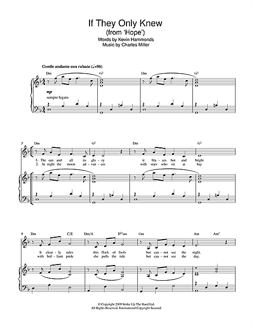 Charles Miller & Kevin Hammonds If They Only Knew (from Hope) Sheet Music Notes & Chords for Piano & Vocal - Download or Print PDF