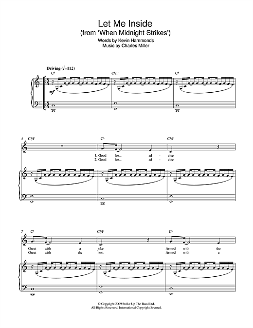 Charles Miller & Kevin Hammonds Let Me Inside (from When Midnight Strikes) Sheet Music Notes & Chords for Piano & Vocal - Download or Print PDF